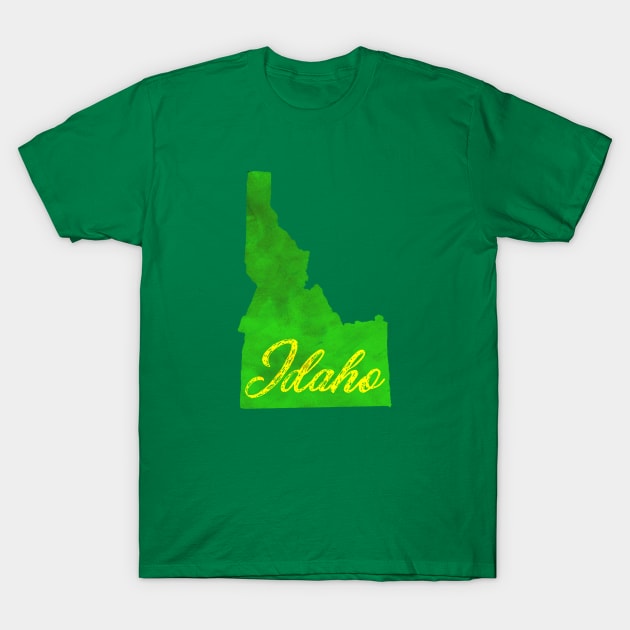 The State of Idaho - Green Watercolor T-Shirt by loudestkitten